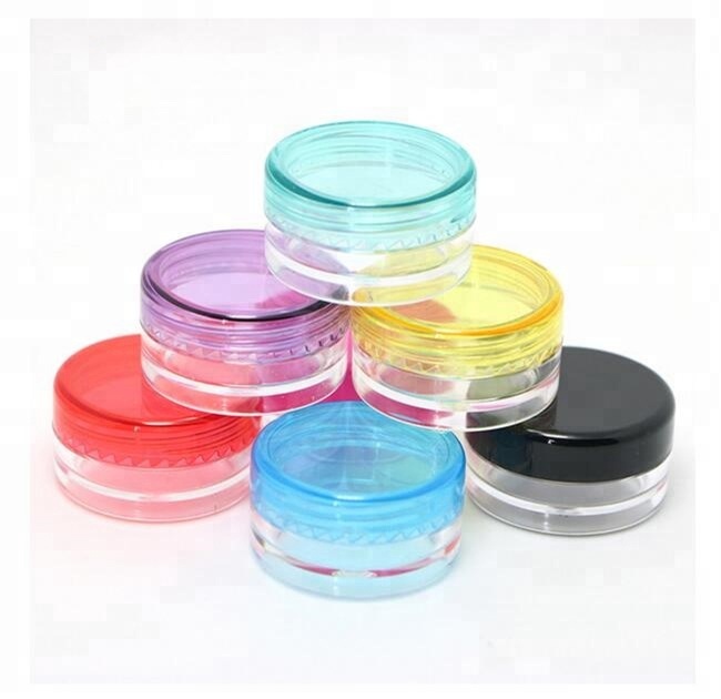 wholesale cheap round 3 ml 3g 5g PS plastic customized empty plastic jars for travel set