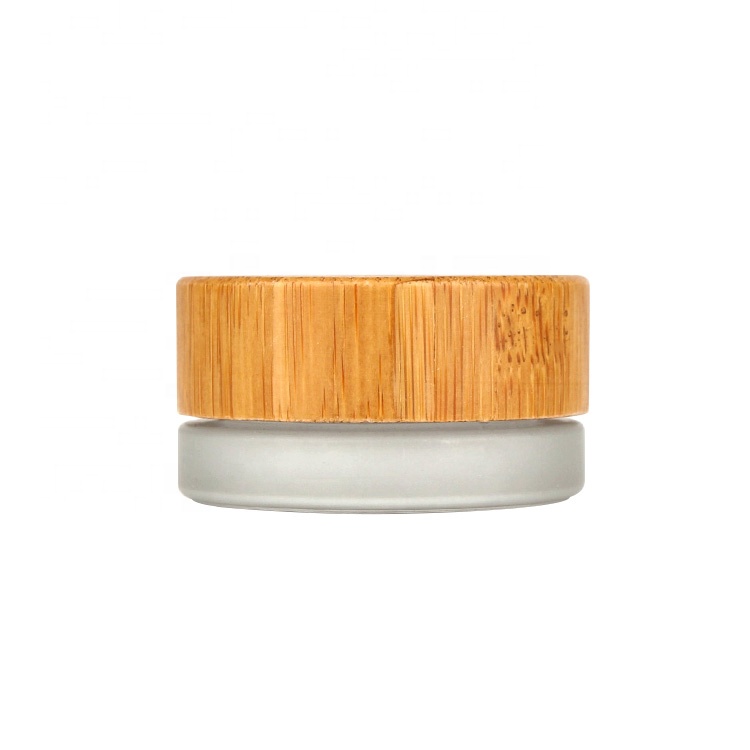 wholesale china factory direct frosted 7ml round eye cream cosmetic glass jar with bamboo lid