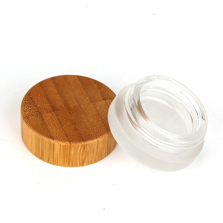 wholesale china factory direct frosted 7ml round eye cream cosmetic glass jar with bamboo lid