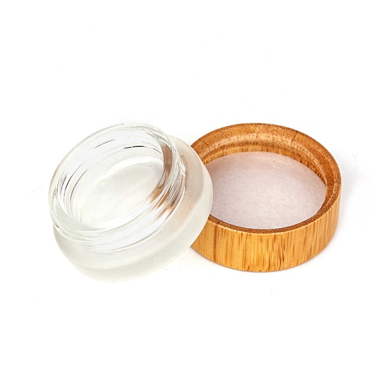wholesale china factory direct frosted 7ml round eye cream cosmetic glass jar with bamboo lid