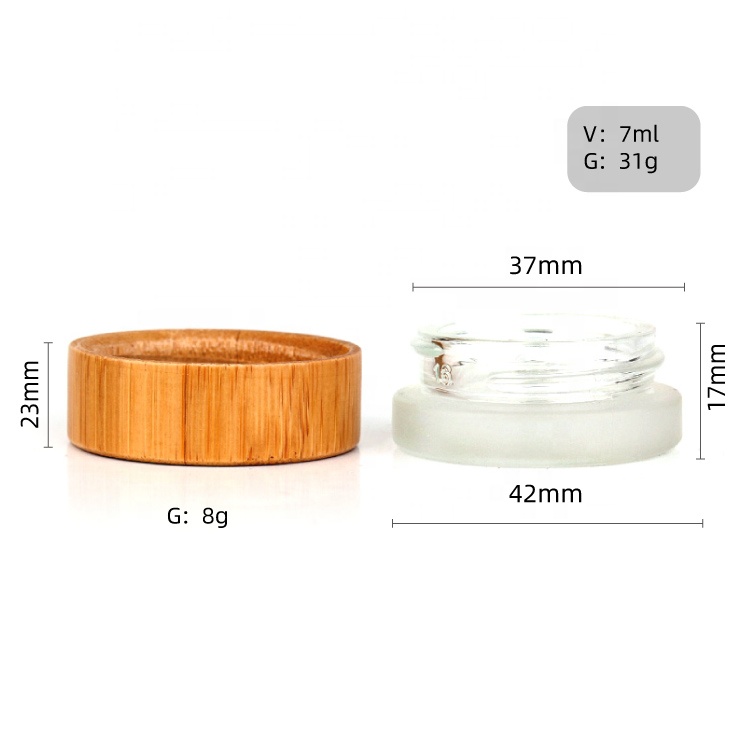 wholesale china factory direct frosted 7ml round eye cream cosmetic glass jar with bamboo lid