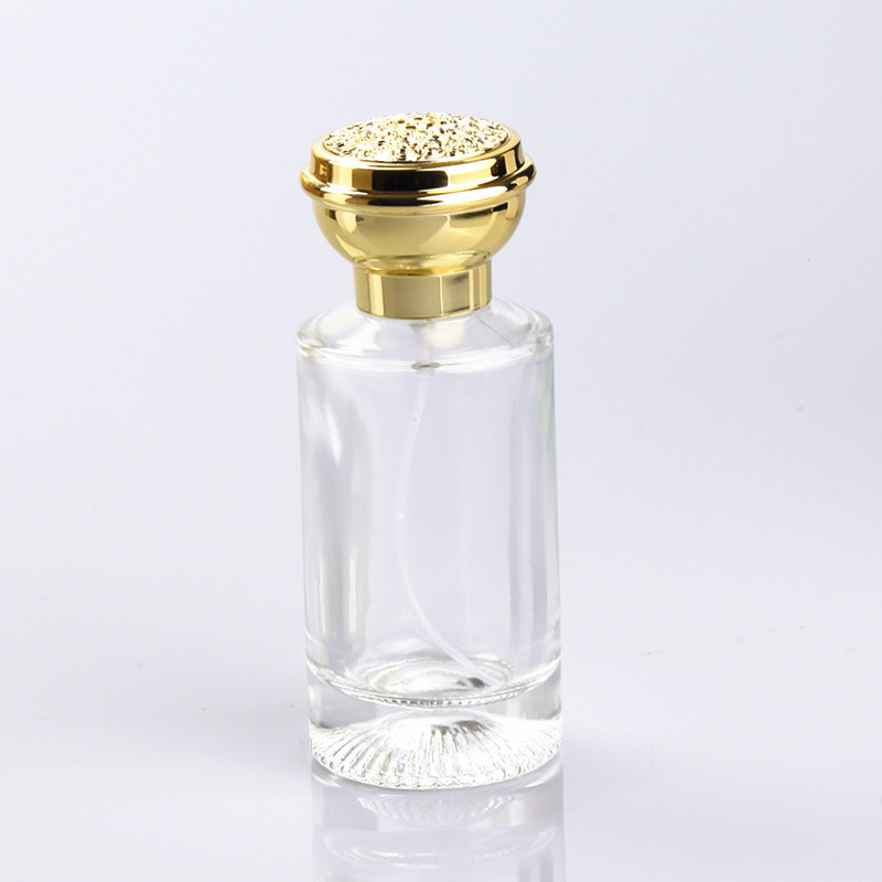 wholesale china luxury cylinder empty gold perfume glass bottle 50 ml