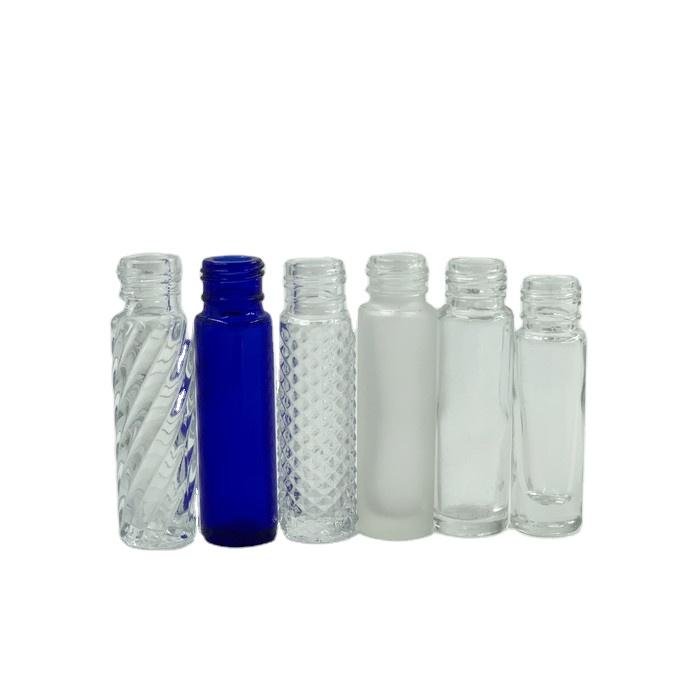 wholesale clear blue essential oil custom roll on glass bottle with roller