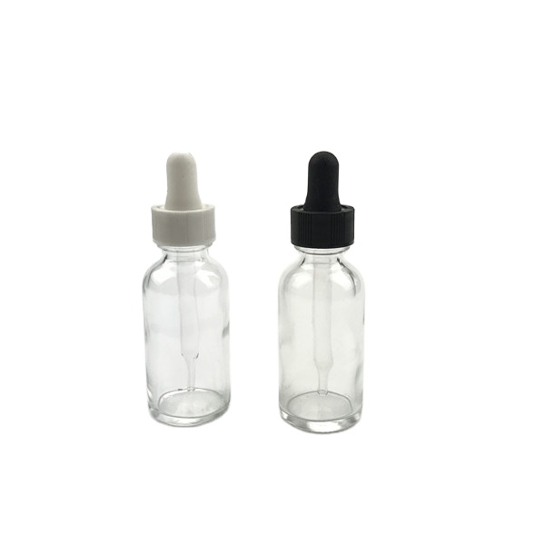wholesale clear empty boston round 30ml glass dropper bottle