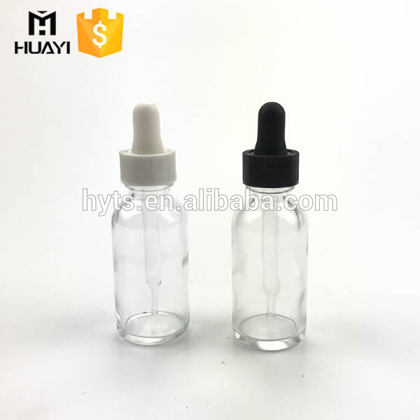 wholesale clear empty boston round 30ml glass dropper bottle
