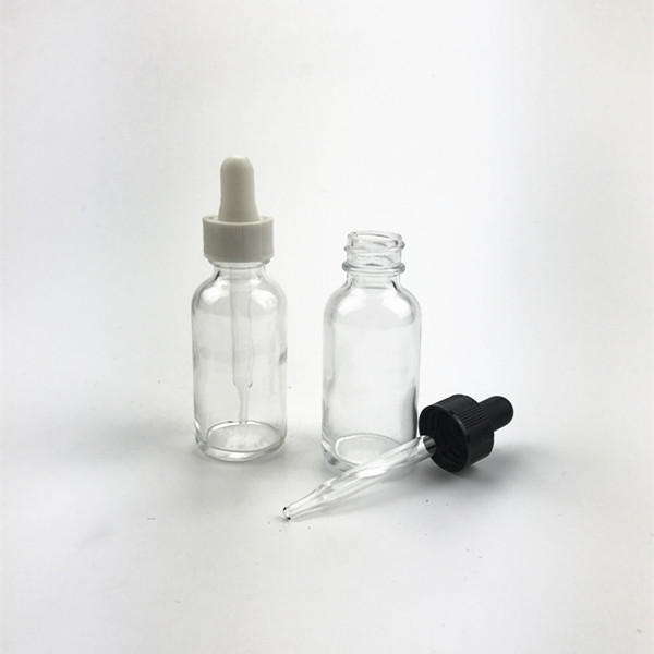 wholesale clear empty boston round 30ml glass dropper bottle