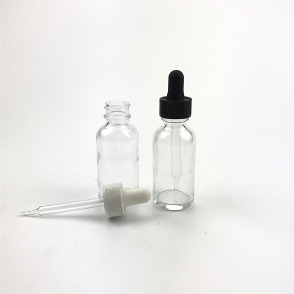 wholesale clear empty boston round 30ml glass dropper bottle