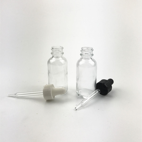 wholesale clear empty boston round 30ml glass dropper bottle