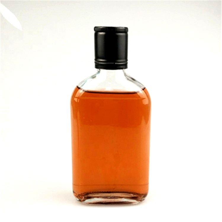 wholesale clear flat shape screw off 200ml glass bottle for coffee,liquor