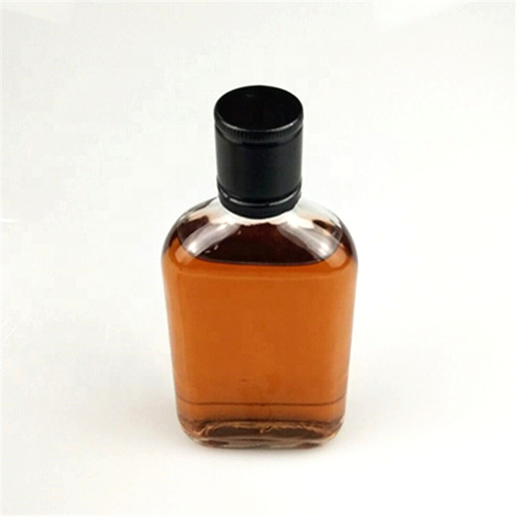 wholesale clear flat shape screw off 200ml glass bottle for coffee,liquor