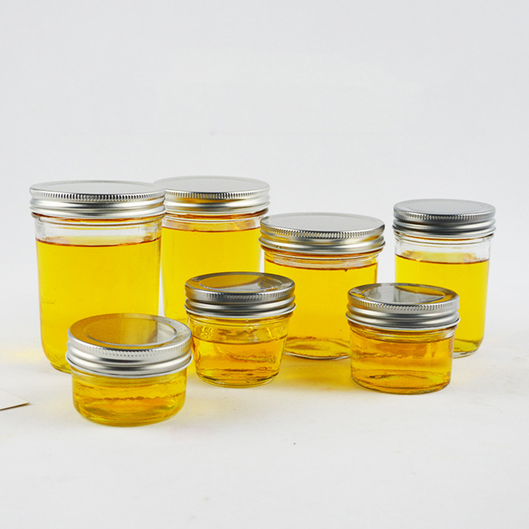 wholesale clear glass honey jar packaging with screw lid