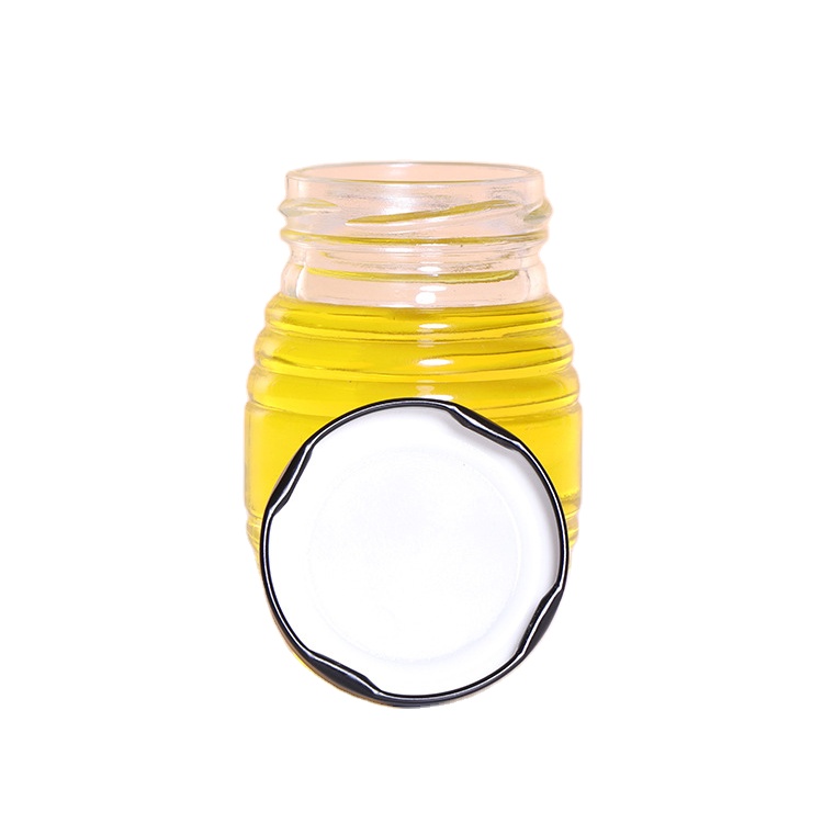 wholesale clear glass jar for honey with metal lids