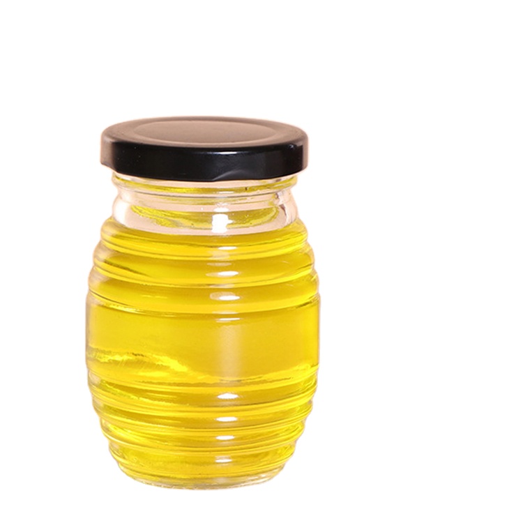 wholesale clear glass jar for honey with metal lids