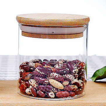 wholesale clear glass kitchen food storage container set borosilicate glass storage jar with bamboo lid glass storage bottles