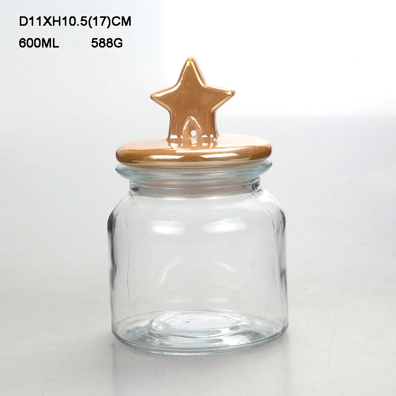 wholesale clear good grade airtight glass food storage jars and bottles kitchen glass container with cork ceramic lid