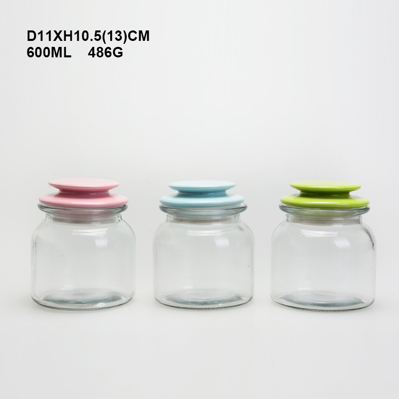 wholesale clear good grade airtight glass food storage jars and bottles kitchen glass container with cork ceramic lid