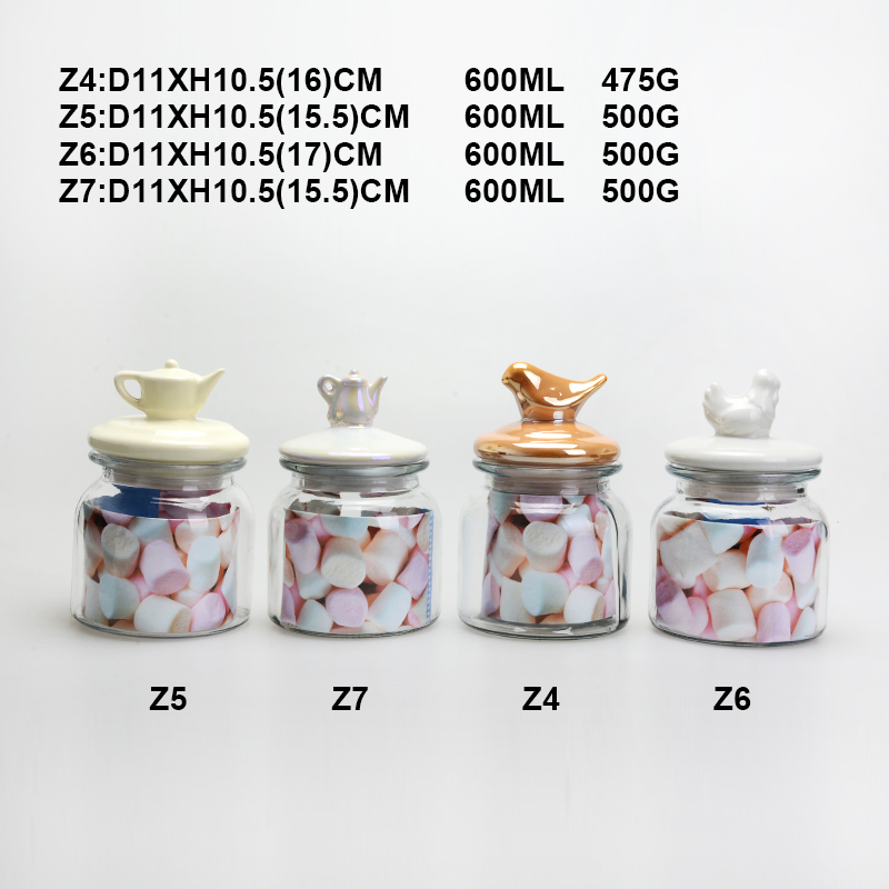 wholesale clear good grade airtight glass food storage jars and bottles kitchen glass container with cork ceramic lid