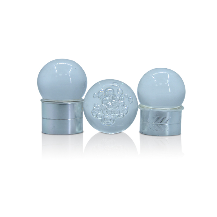 wholesale clear pretty bottle cap spherical unique bottle cap acrylic cosmetic bottle cap with private label