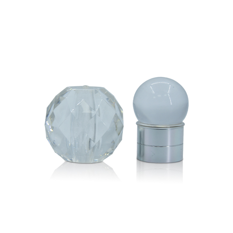 wholesale clear pretty bottle cap spherical unique bottle cap acrylic cosmetic bottle cap with private label