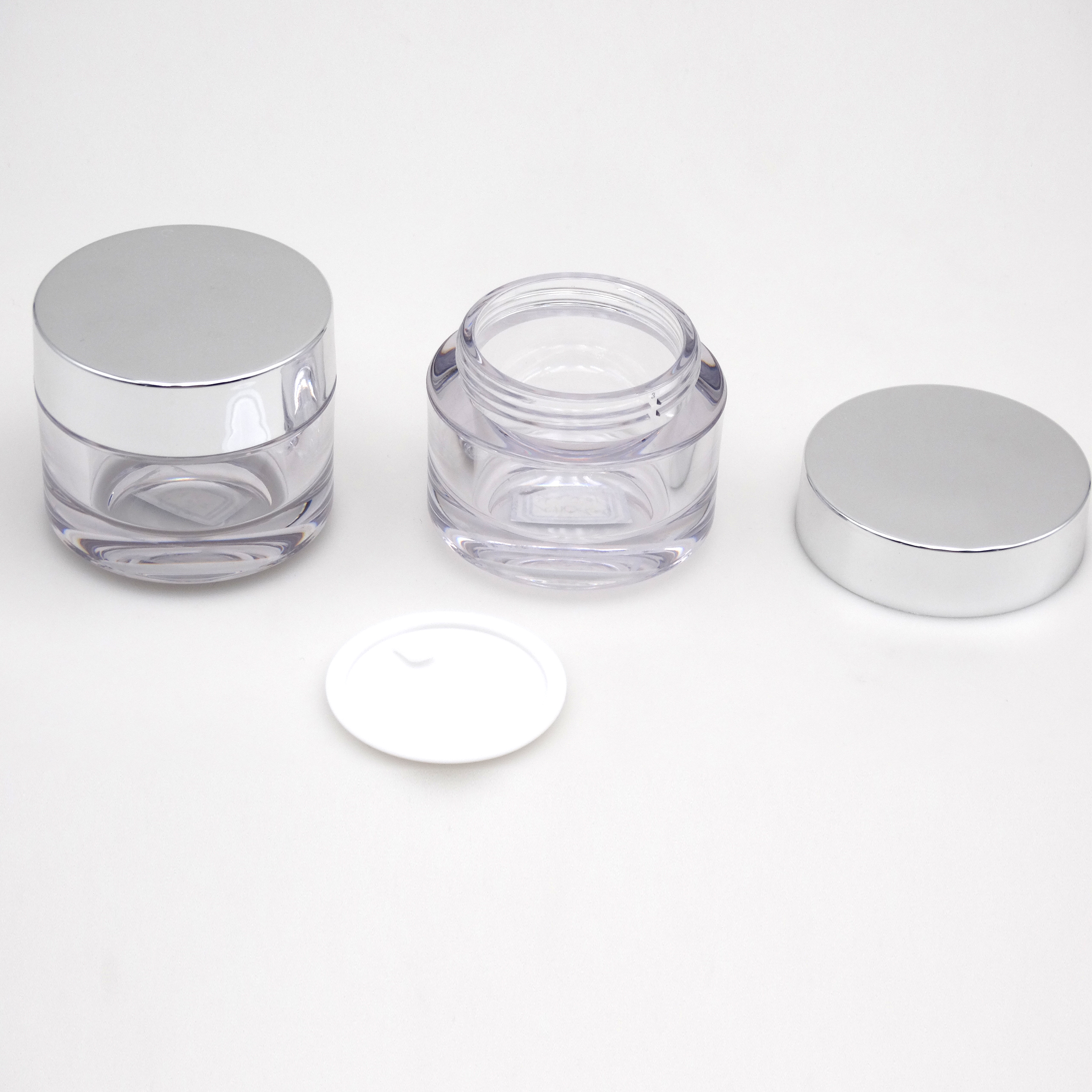 wholesale clear round luxury cosmetic PETG luxury diamond plastic cosmetic jars 50ML
