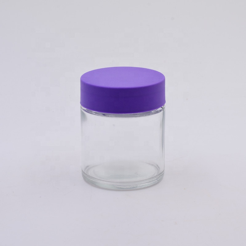 wholesale clear round straight side 120ml food storage glass jar with plastic child proof lid