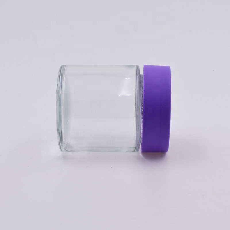 wholesale clear round straight side 120ml food storage glass jar with plastic child proof lid