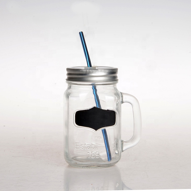 wholesale clear transparent glass drinking jar and bottle glass mason jar with seal screw metal lid and handle