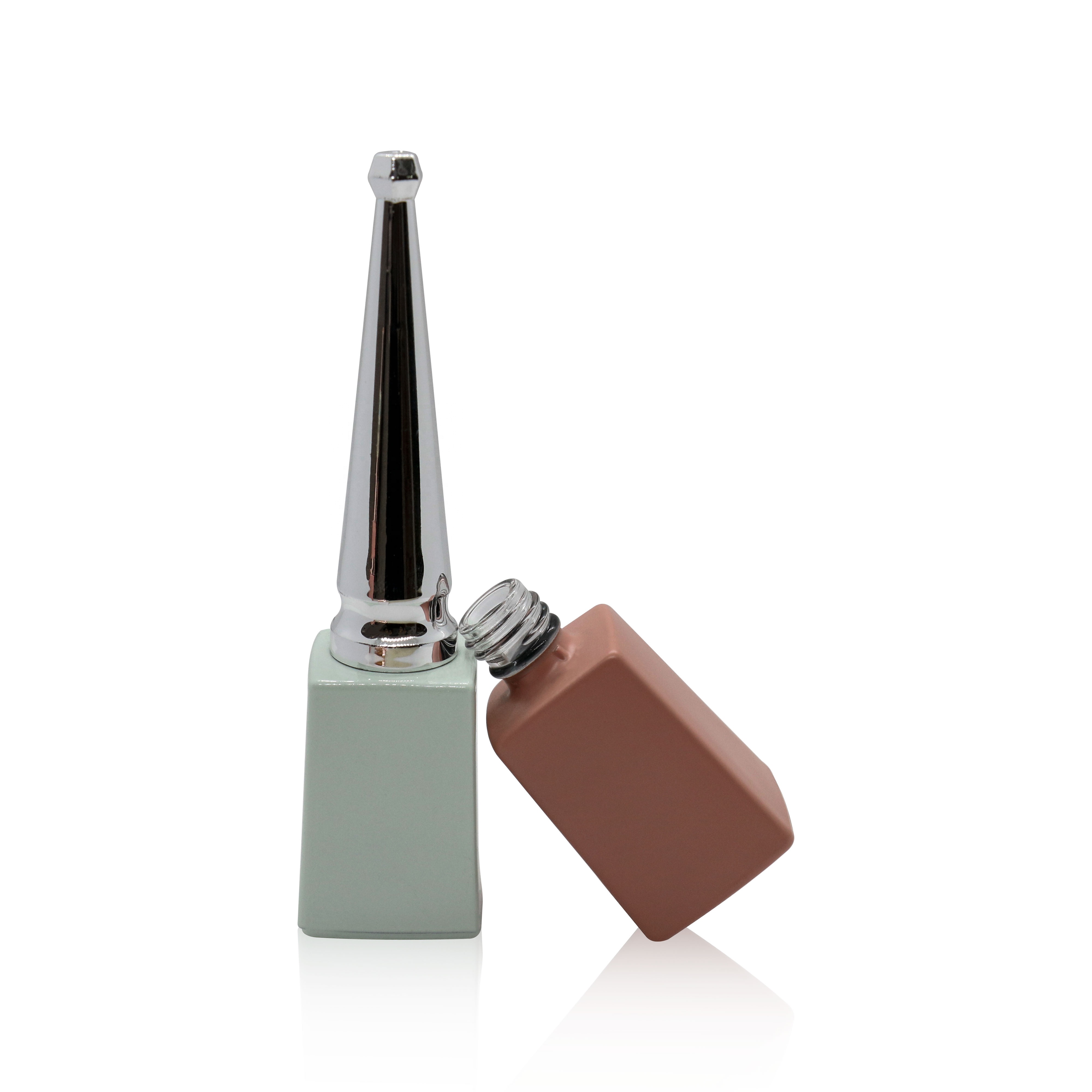 wholesale color custom 12ml 15ml OEM black square uv empty gel nail polish glass bottle with cap and flat brush