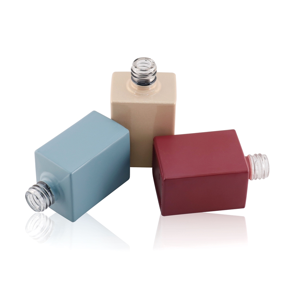 wholesale color custom 12ml 15ml OEM black square uv empty gel nail polish glass bottle with cap and flat brush