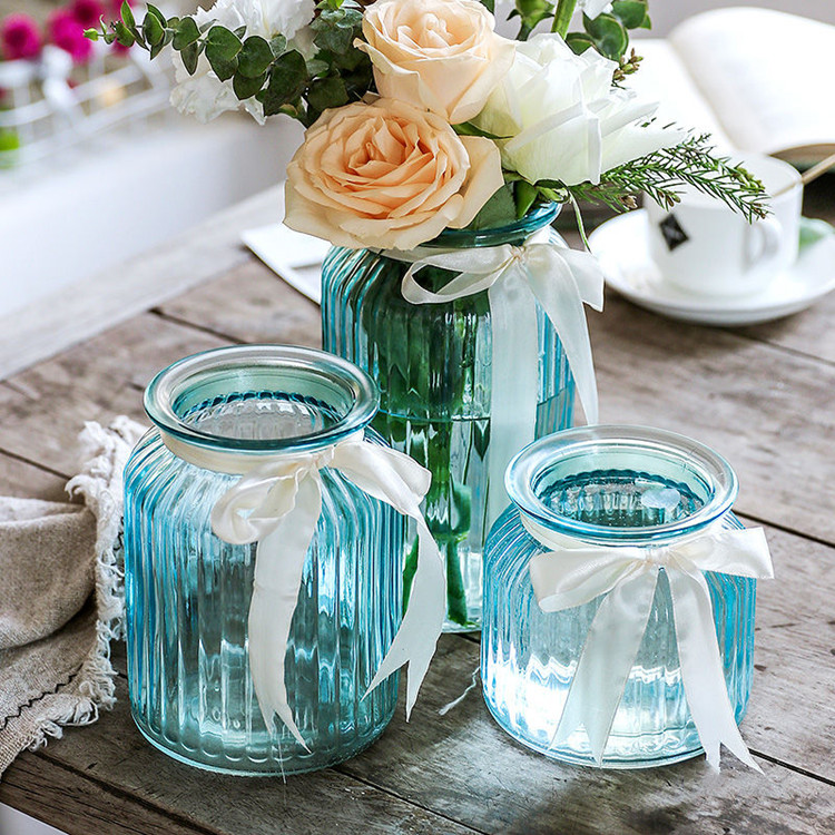 wholesale colorful clear flower vase glass bottle for flower