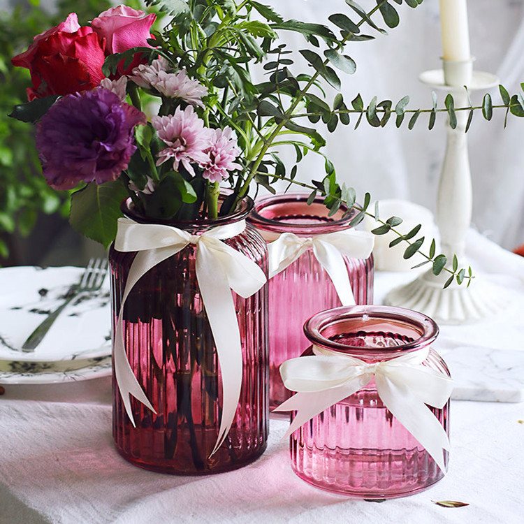 wholesale colorful clear flower vase glass bottle for flower