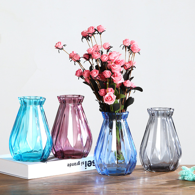 wholesale colourful clear glass vase for flower