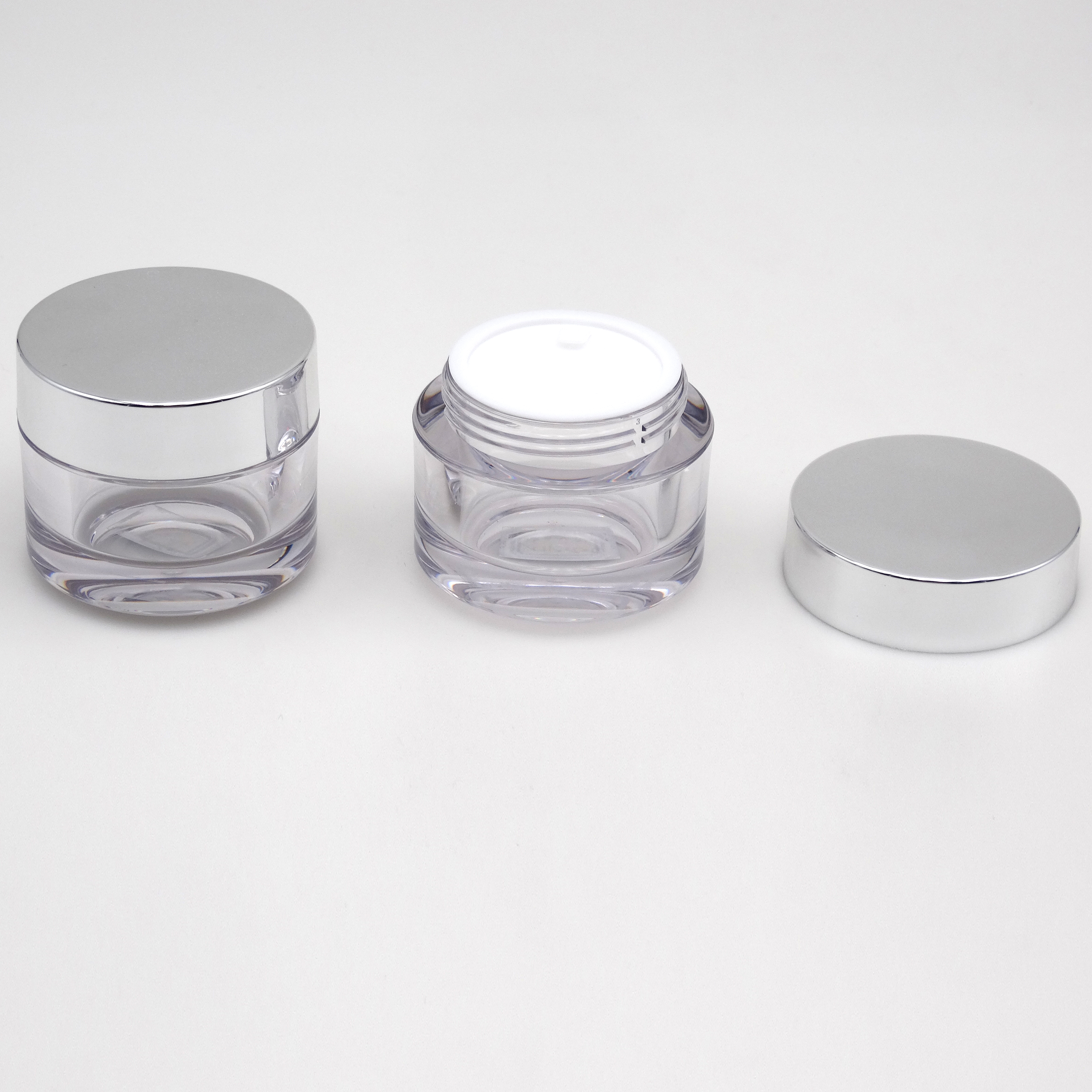 wholesale cosmetic 30g 50g empty fancy cream cosmetic skincare jar with silver cap