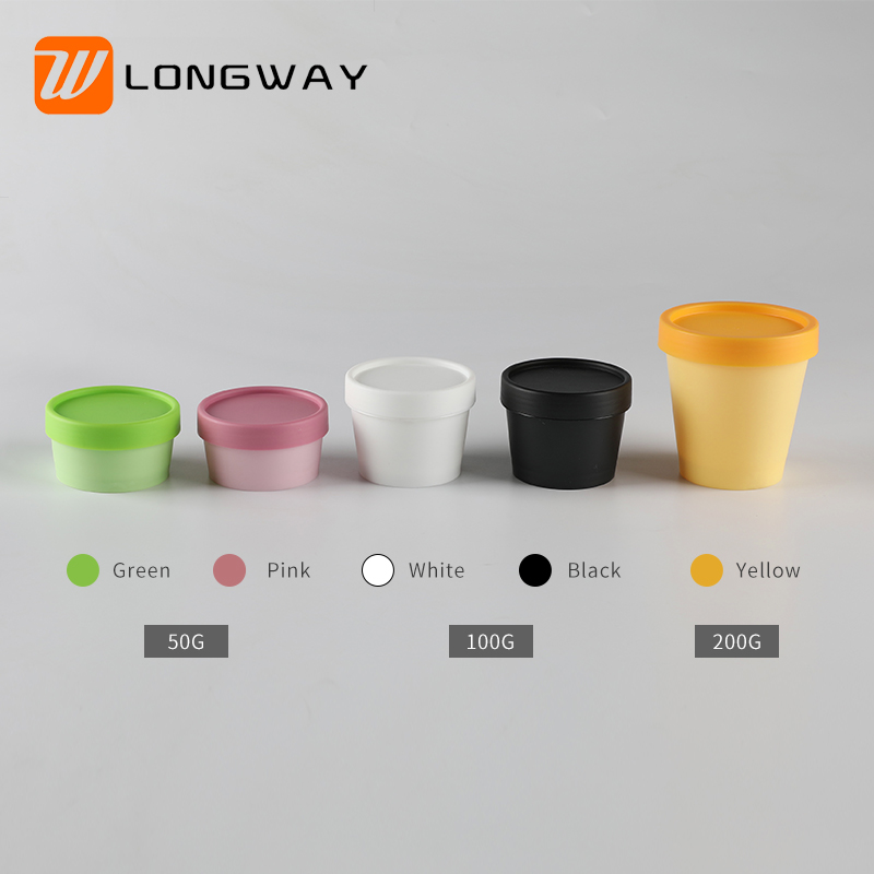 wholesale cosmetic PP plastic colorful face cream mask jar for hair black yellow pink green white 50g 100g 200g