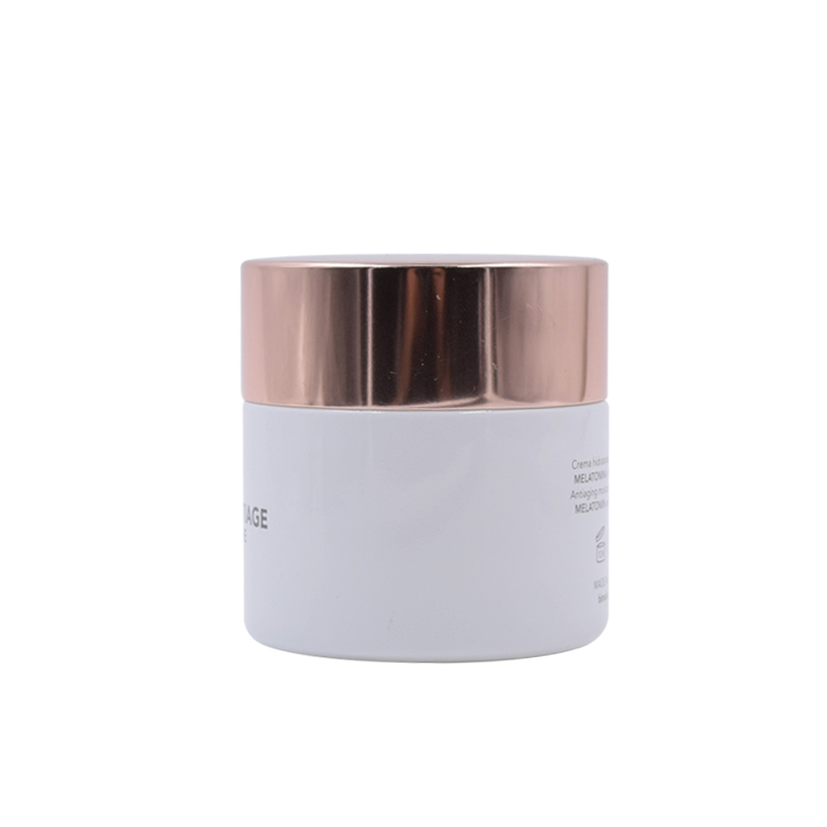 wholesale cosmetic customized white glass container metal aluminum lid skincare eye cream lotion glass jar