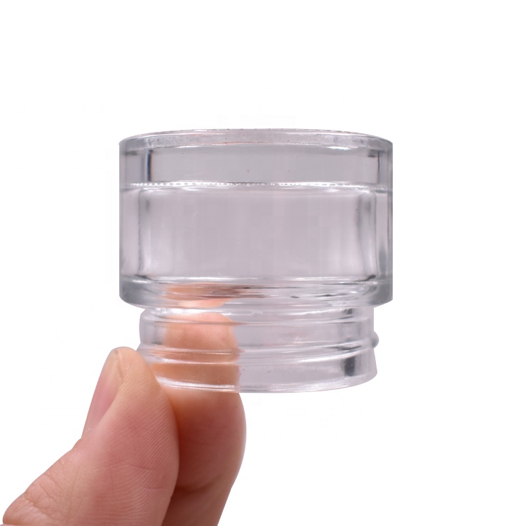 wholesale cosmetic glass jar cosmetic package black plastic lid empty clear cylinder 5ml glass jar with lid