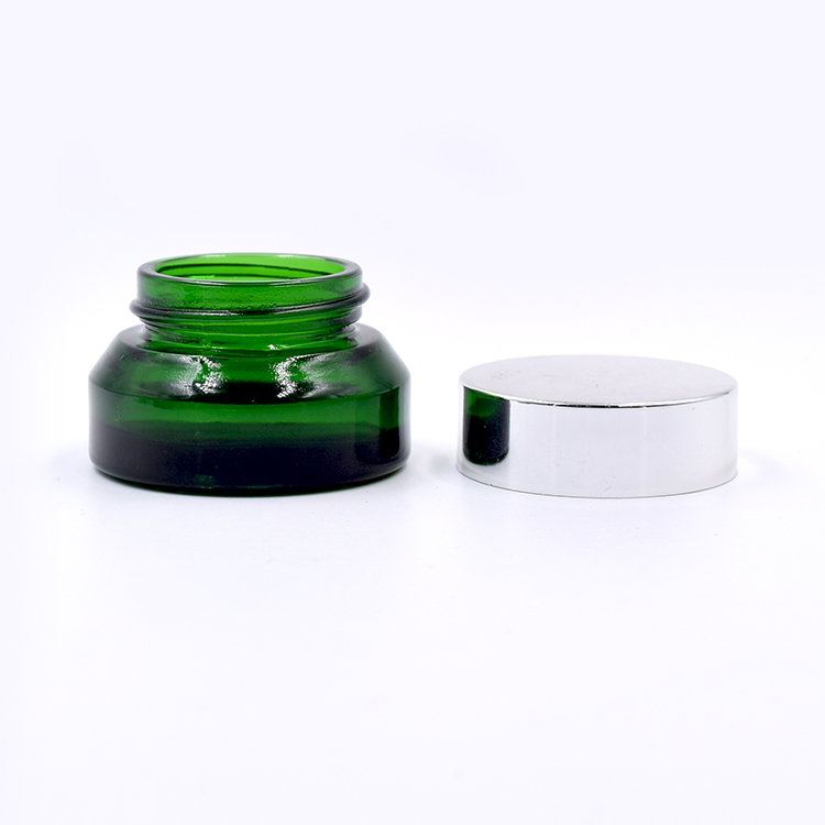 wholesale cosmetic green glass container skincare eye cream lotion glass jar
