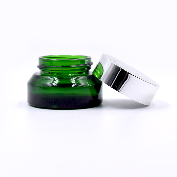 wholesale cosmetic green glass container skincare eye cream lotion glass jar