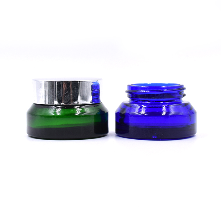 wholesale cosmetic green glass container skincare eye cream lotion glass jar