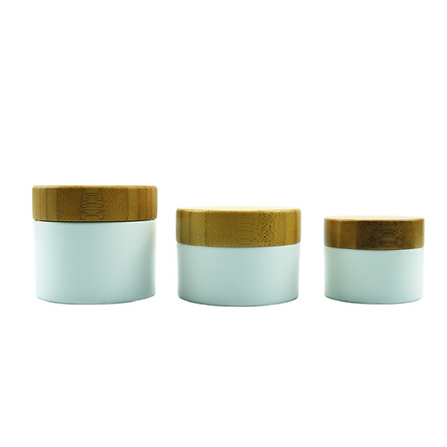 wholesale cosmetic jars empty bamboo lid 1oz 2oz 4oz 6oz 8oz