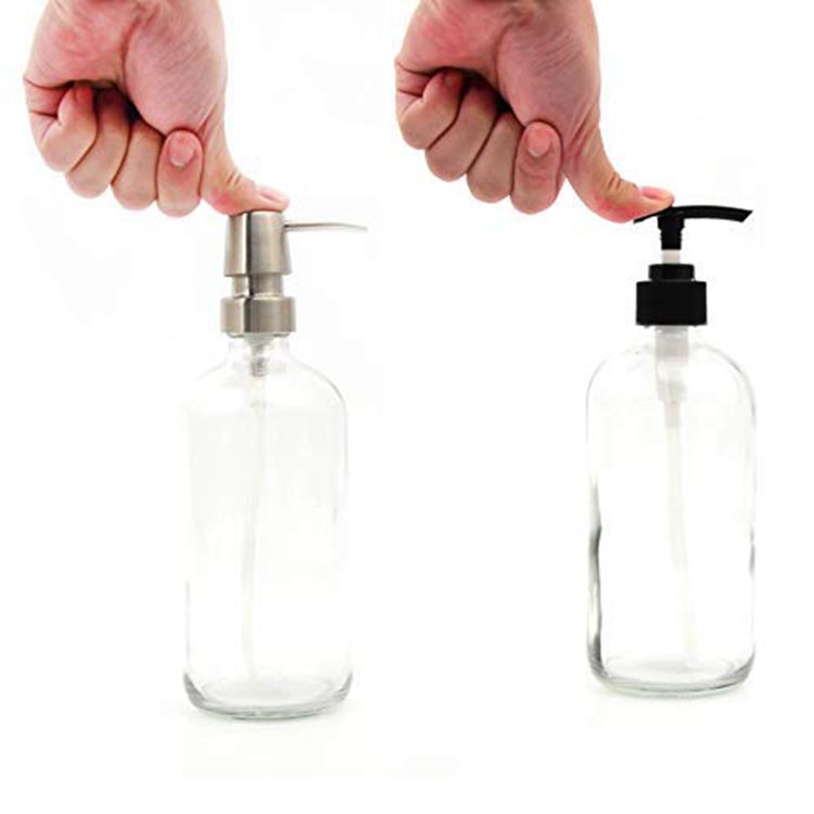 wholesale cosmetic packaging clear boston round glass 100 ml lotion bottle with pump