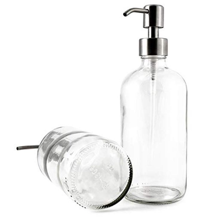wholesale cosmetic packaging clear boston round glass 100 ml lotion bottle with pump