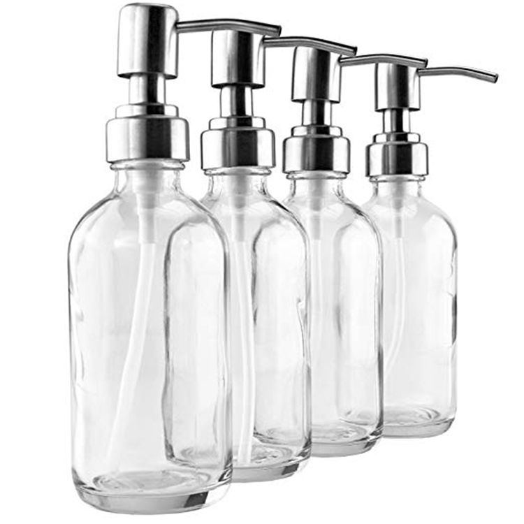 wholesale cosmetic packaging clear boston round glass 100 ml lotion bottle with pump