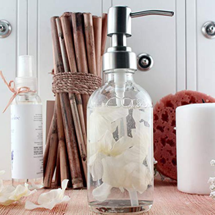 wholesale cosmetic packaging clear boston round glass 100 ml lotion bottle with pump