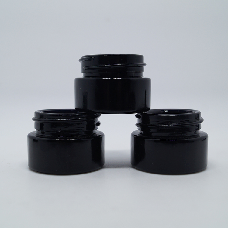 wholesale cosmetic packaging dark violet 5ml uv glass jars with black lids