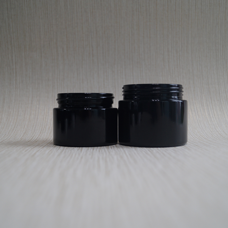 wholesale cosmetic packaging dark violet 5ml uv glass jars with black lids