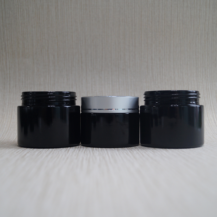 wholesale cosmetic packaging dark violet 5ml uv glass jars with black lids