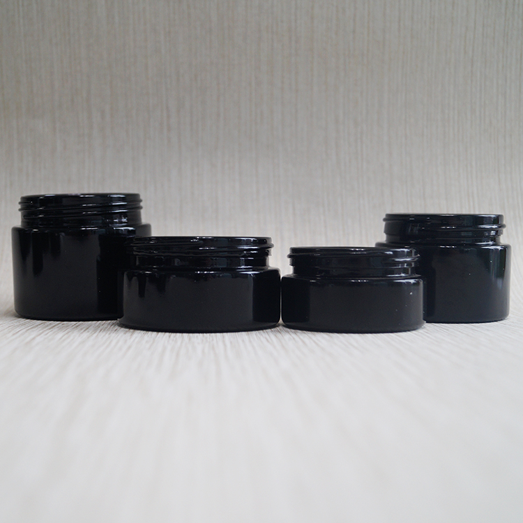 wholesale cosmetic packaging dark violet 5ml uv glass jars with black lids