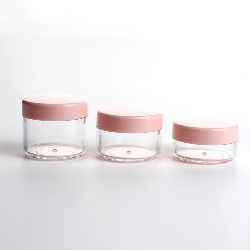 wholesale cosmetic packaging mini sample skin care cream 3g 5g 10g 15g 20g clear plastic jar with black cap