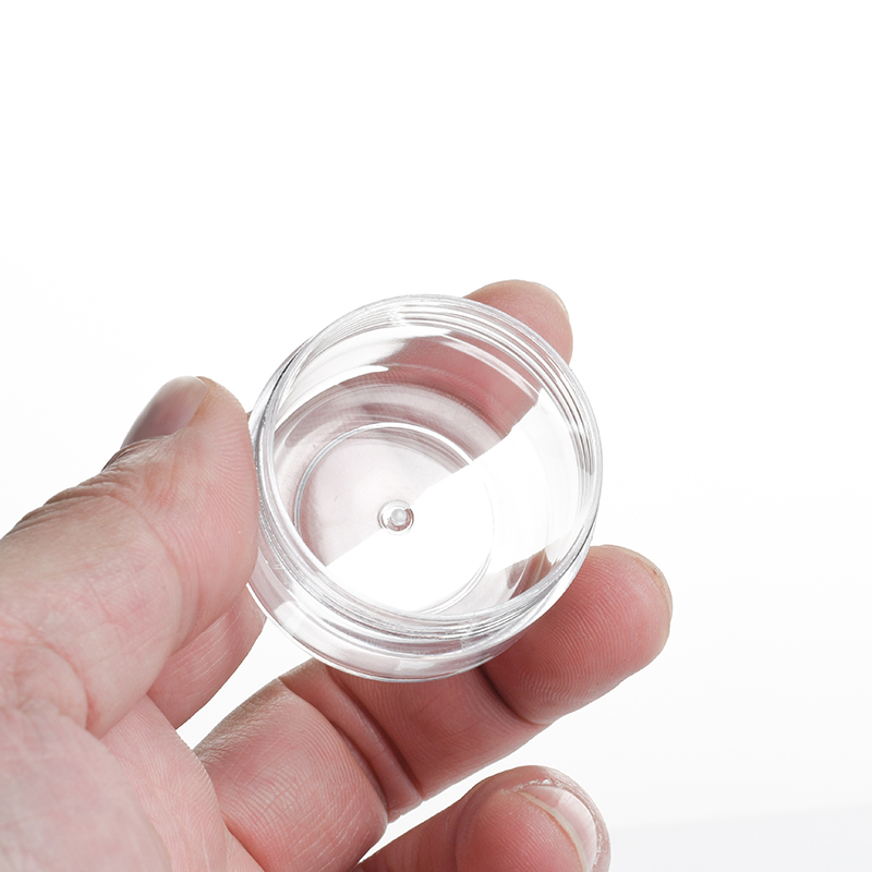 wholesale cosmetic packaging mini sample skin care cream 3g 5g 10g 15g 20g clear plastic jar with black cap